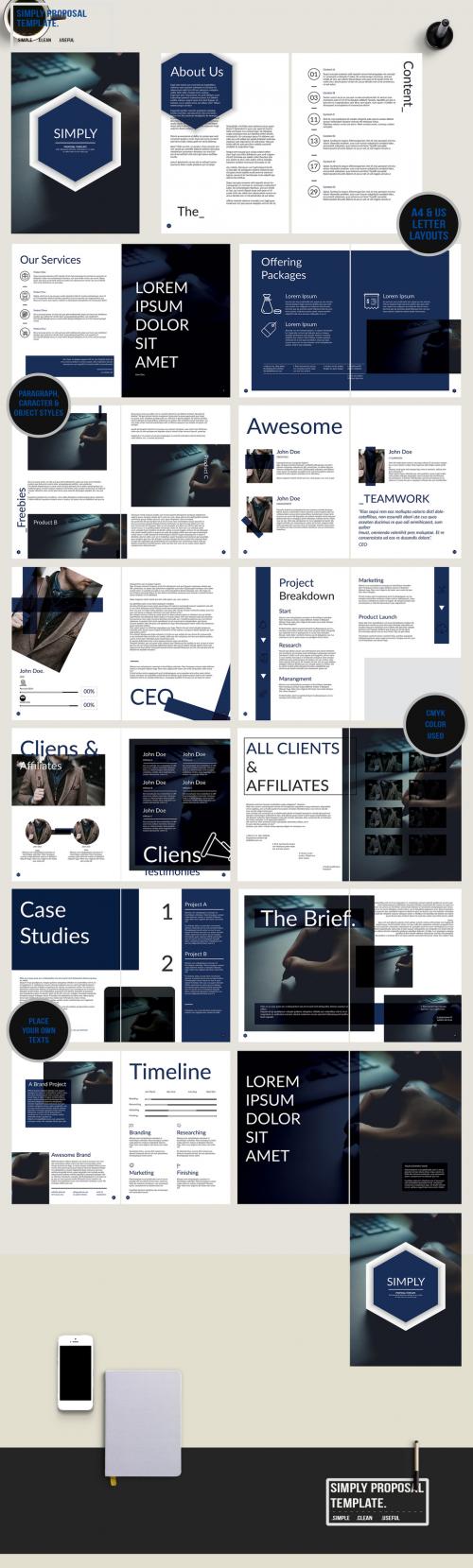 Adobe Stock - Business Proposal Layout with Blue Accents - 199989146