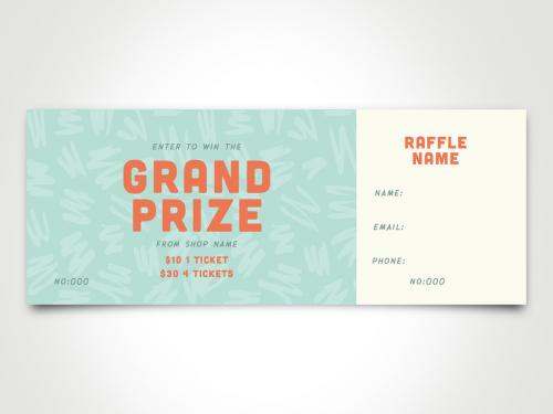 Adobe Stock - Raffle Ticket Layout with Green Textured Background - 201093504