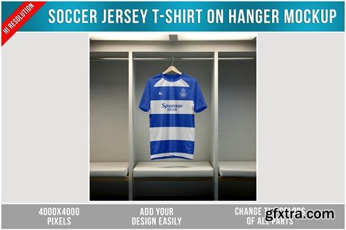 Soccer Jersery T-Shirt on Hanger Mockup NAT53BC