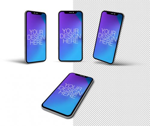 Adobe Stock - 4 Smartphones on White Background Mockup - 202098900