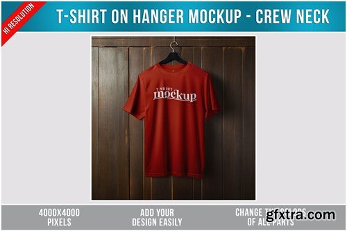 T-Shirt on Hanger Mockup - Crew Neck SWKZPHB