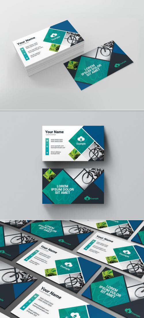 Adobe Stock - Business Card Layout with Diamond Photo Elements - 204144408