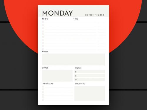 Adobe Stock - Daily Planner Layout with Minimalist Design - 207313827