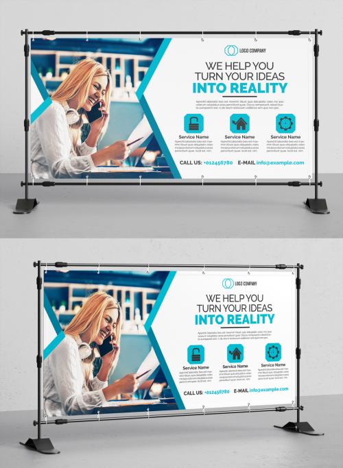 Adobe Stock - Banner Advertisement Layout with Blue Accents - 208797975