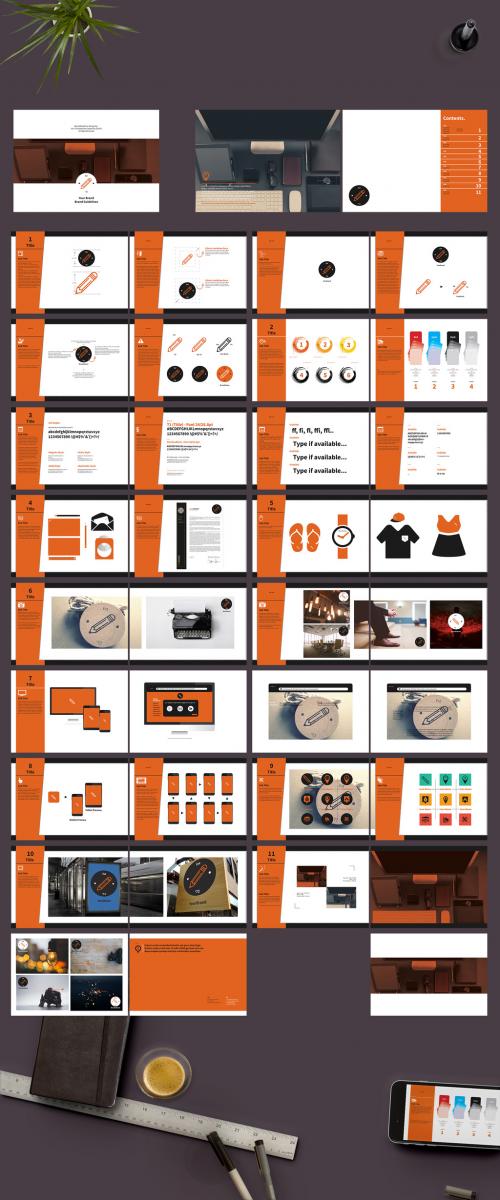 Adobe Stock - Brand Identity Manual Layout with Orange Sidebars - 210696788