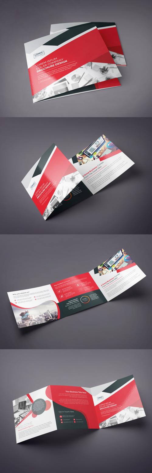Adobe Stock - Red and Black Square Tri-Fold Brochure Layout - 211150006