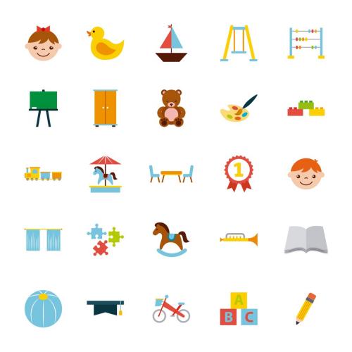 Adobe Stock - 25 Colorful Childrens Icons - 211172835