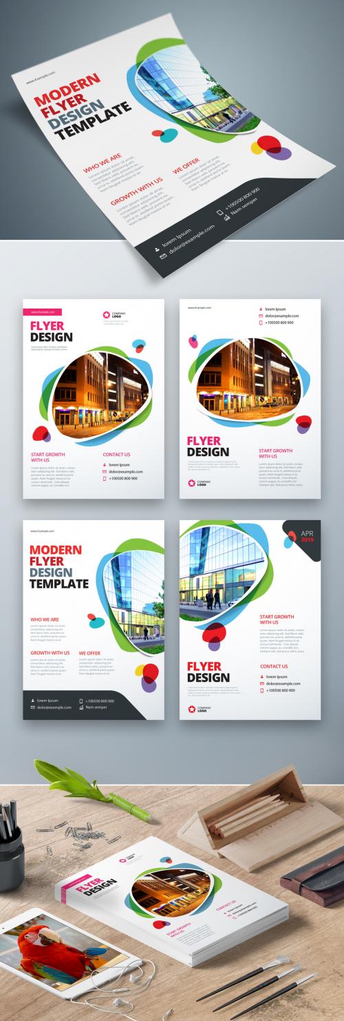 Adobe Stock - Four Flyer Layouts with Layered Abstract Spots - 212820363