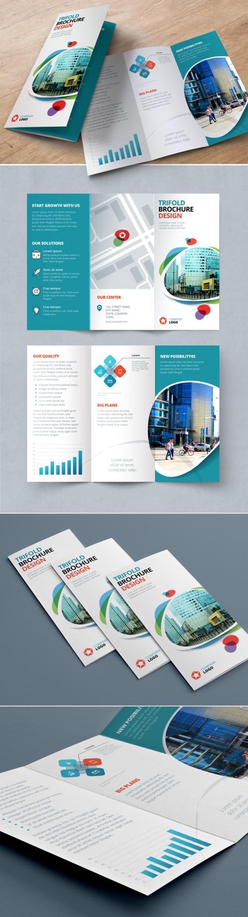 Adobe Stock - Blue Trifold Brochure Layout with Abstract Spots - 212820402