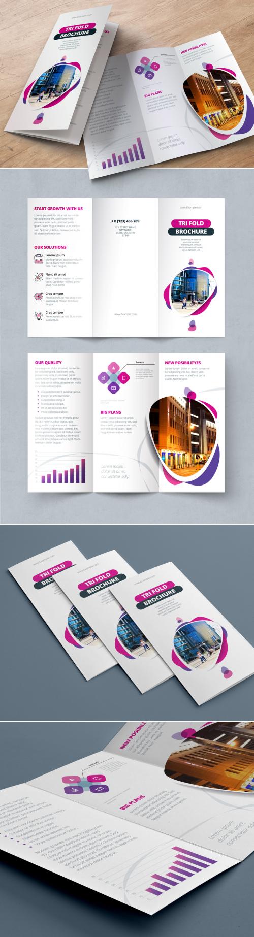 Adobe Stock - Pink and Purple Trifold Brochure Layout with Abstract Spots - 212820461