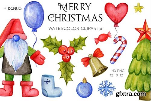 Watercolor Christmas elements AA8BE6D