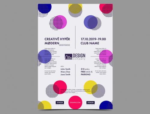 Adobe Stock - 80s Flyer Layout with Colorful Circular Elements - 212936314