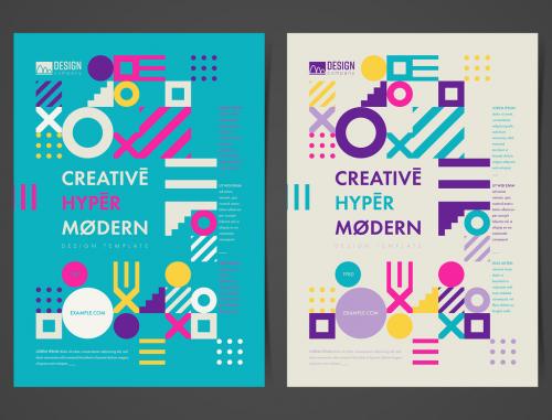 Adobe Stock - Flyer Layout with Colorful Geometric Shapes - 212936345