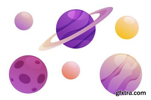 Asteroid and planets, galaxy theme GUWBCZN
