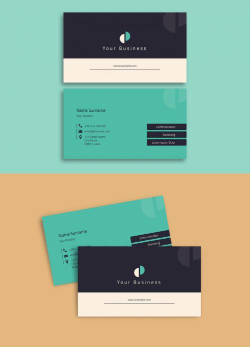 Adobe Stock - Business Card Layout with Teal Accents - 213712297
