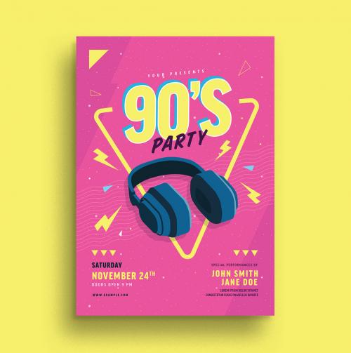 Adobe Stock - 90s Music Party Flyer Layout - 213975217