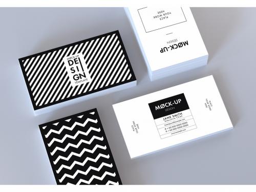 Adobe Stock - Horizontal and Vertical Business Cards Mockup on Gray Background - 214637474