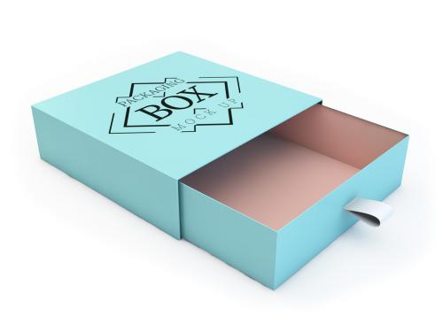 Adobe Stock - Blue Box with Sliding Drawer Mockup - 214841357