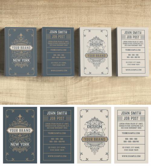 Adobe Stock - Vintage Business Card Layout with Ornaments - 215125770