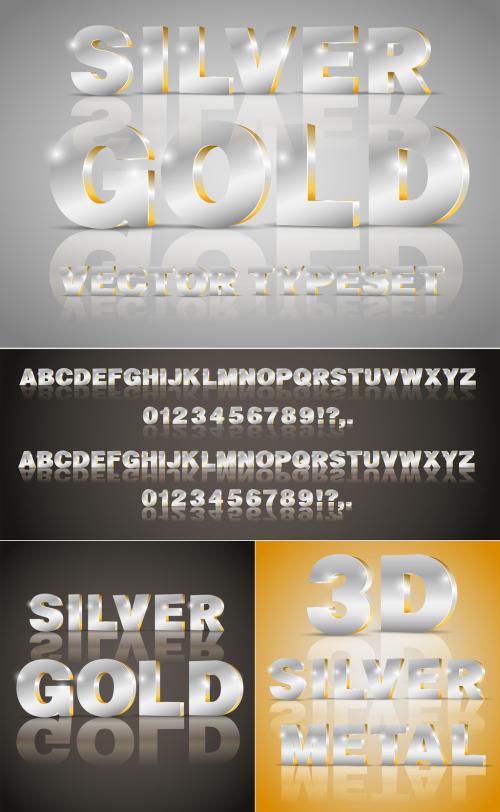 Adobe Stock - Silver and Gold Accent Metallic 3D Typeset - 215276702
