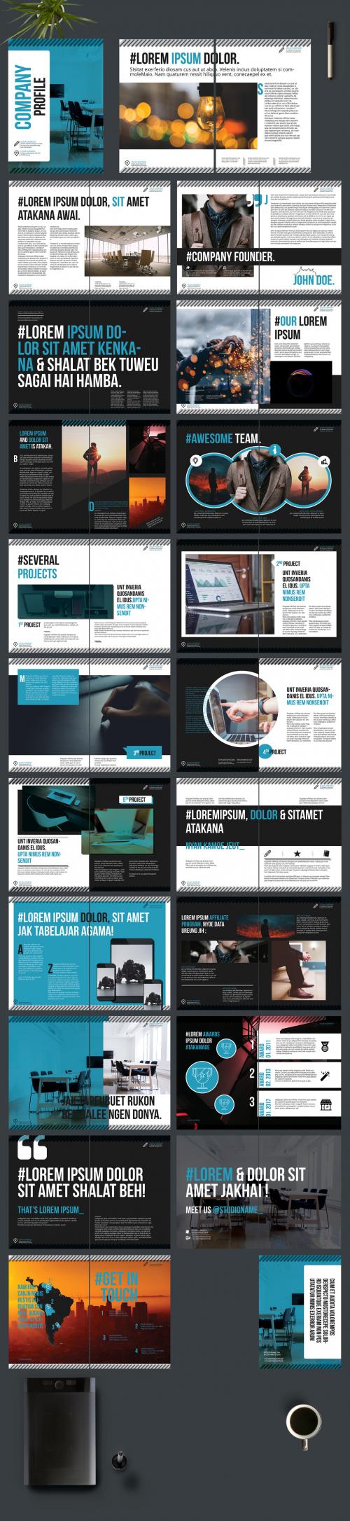 Adobe Stock - Teal and Black Brochure Layout - 215700913