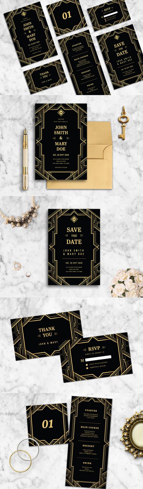 Adobe Stock - Art Deco Wedding Stationery Layout - 216032349