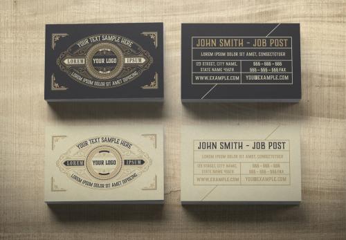 Adobe Stock - Vintage Business Card Layout with Ornaments - 217766150