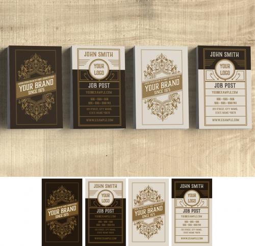 Adobe Stock - Vintage Business Card Layout with Ornaments - 217766169