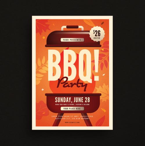 Adobe Stock - Autumn BBQ Party Flyer Layout - 218122573