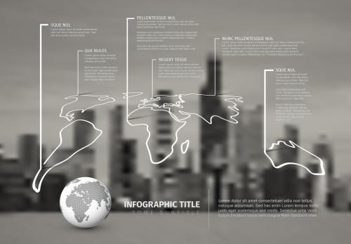 Adobe Stock - Black and White World Map Infographic Layout - 218371390