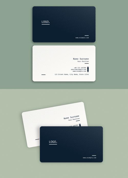 Adobe Stock - Business Card Layout with Gray Stripes - 218389443