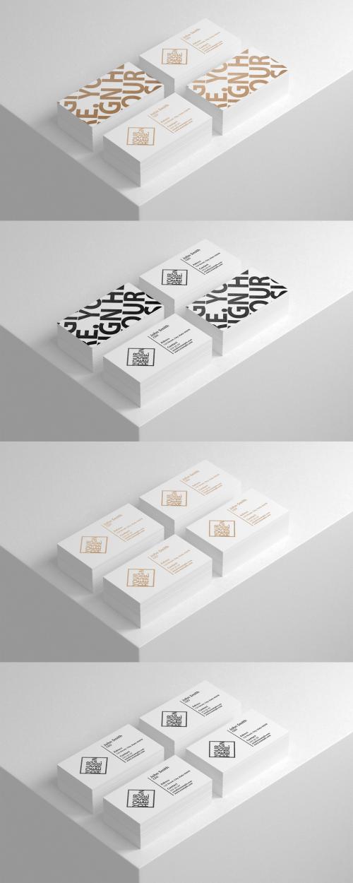 Adobe Stock - Four Stacks of Business Cards Mockup - 220021578