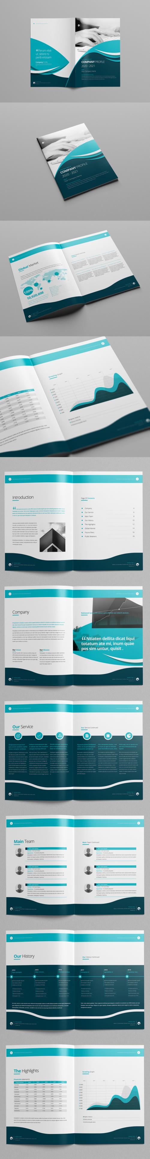 Adobe Stock - Company Profile Layout with Teal and Blue Accents - 220149458