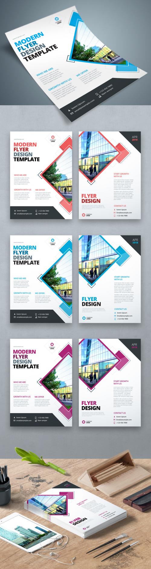 Adobe Stock - Flyer Layout with Layered Diamond Shapes - 221009554