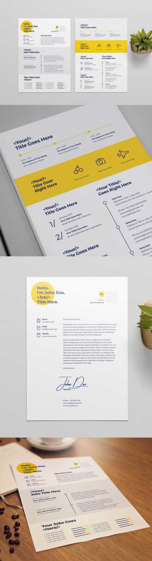 Adobe Stock - Resume Layout with Yellow Accents - 221458322
