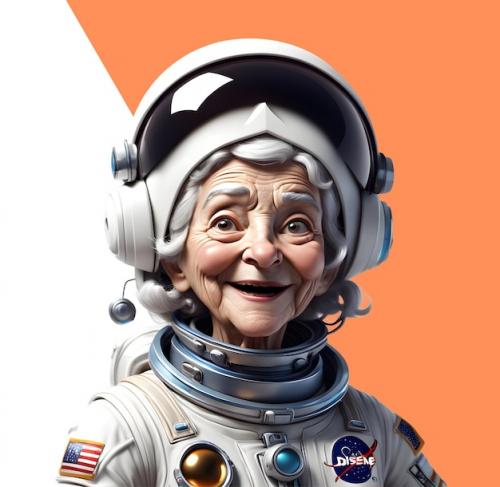Old Astronaut With Gray Hair
