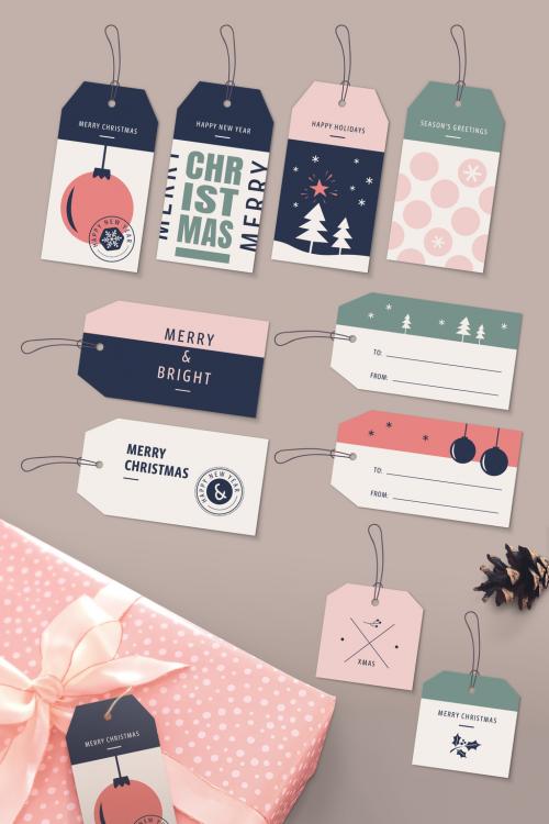 Adobe Stock - Christmas Gift Tag Layout Set - 222543619