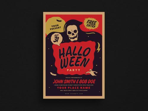 Adobe Stock - Skeleton Halloween Party Event Flyer Layout - 223788104