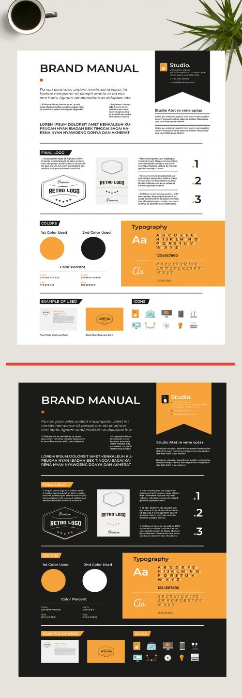 Adobe Stock - Light and Dark Brand Guidelines Poster Layout Set - 226571460