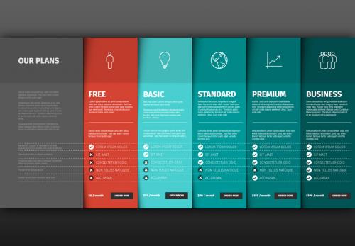 Adobe Stock - Product/Service Price Comparison Table Infographic Layout - 226833734