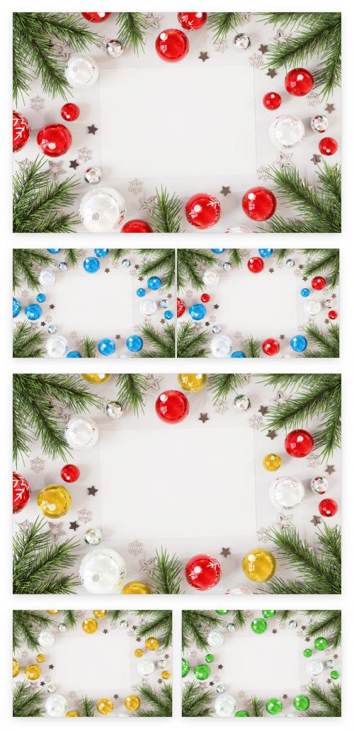 Adobe Stock - Christmas Card On White Surface With Ornaments Mockup - 227103634