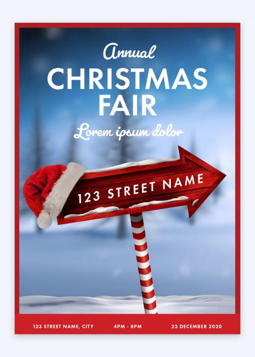 Adobe Stock - Christmas Event Poster Layout with Signpost Illustration - 228547261
