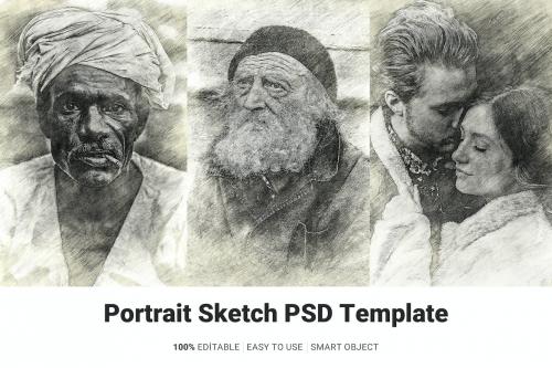 Portrait Sketch PSD Template