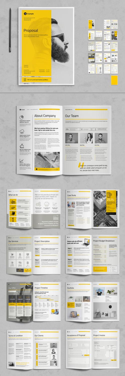Adobe Stock - Business Proposal Layout with Yellow and Gray Accents - 229817064