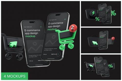 E-commerce App Smartphone Mockup Set 874PVGF