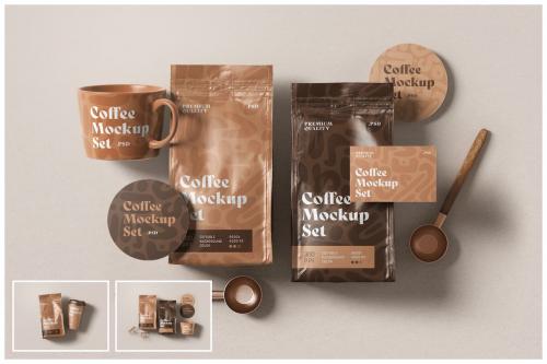 Coffee Packaging and Branding Mockup Set EP8QZQY