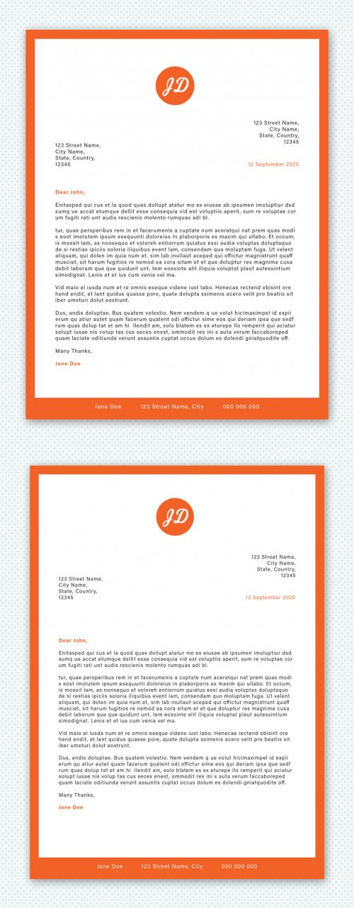 Adobe Stock - Letterhead Layout with Orange Accents - 231016891