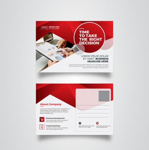 Adobe Stock - Postcard Layout with Red Gradient Elements - 232530244