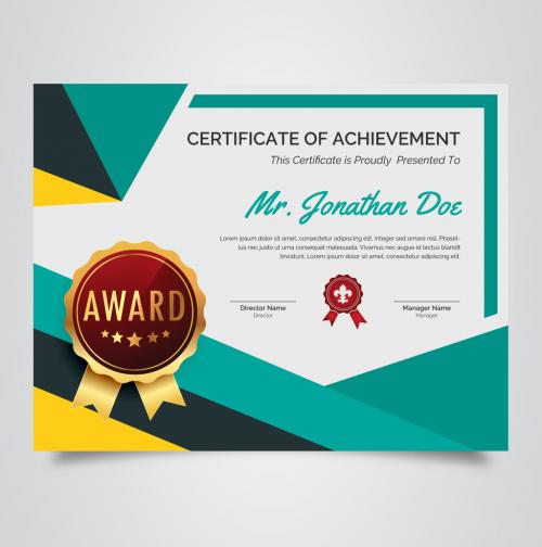 Adobe Stock - Award Certificate Layout with Geometric Designs - 233642410