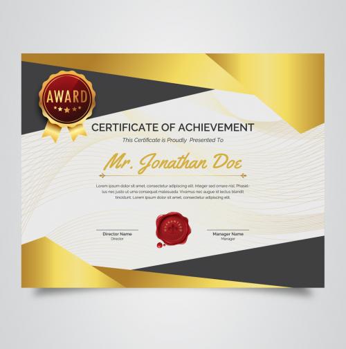 Adobe Stock - Award Certificate Layout with Geometric Designs - 233642433